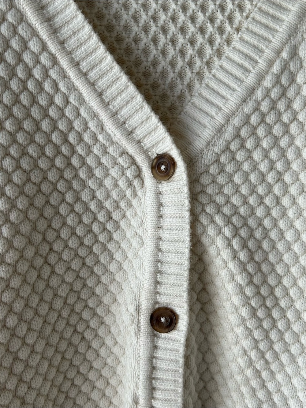 Levi’s 100% Cotton Snowflake Woven Cardigan Sweater Tofu White XL - Picture 6 of 10